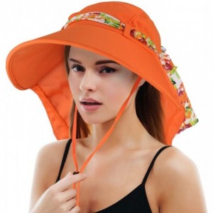 Sun Hats Women Wide Brim Adjustable UPF 50+ Sun Hat Safari with Floral Ribbon for Beach Hiking Camping Fishing Gardening - CO...