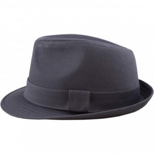 Fedoras Unisex Cotton Twill Herringbone Fedora Hat - Dark Grey - CU18XUSD73Q $33.42