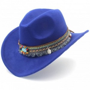Balaclavas Women's Western Cowboy Hat for Lady Tassel Felt Cowgirl Sombrero Caps - Blue - CK18M68IL47 $47.88