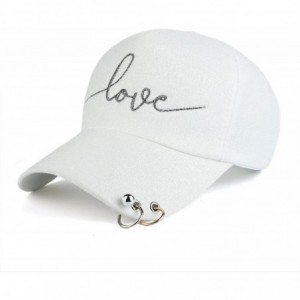 Baseball Caps Womens Baseball Cap Love Adjustable Embroidery Plastic Strap Metal Rings - White - CV18050KOCY $39.78