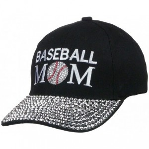 Baseball Caps Women's 100% Cotton Sports Mom Bling Baseball Cap with Crystal Brim - Baseball Mom - CY186049EQ7 $23.19