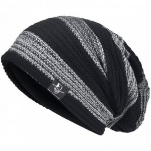 Skullies & Beanies Mens Slouchy Beanie Knit Skull Cap Long Baggy Hip-hop Winter Summer Hat B305 - Retro-black&grey - CL12N45H...