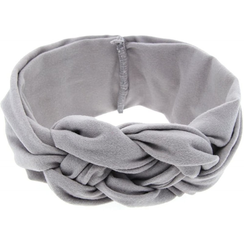 Headbands Elastic Flower Printed Turban Head Wrap Headband Twisted Hair Band - Gray - CW12N0F4Q93 $17.33