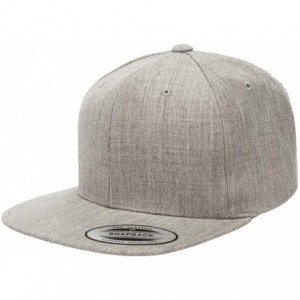 Baseball Caps Yupoong Premium Classic Snapback Hat - Flat Brim- Adjustable Ballcap w/Hat Liner - Heather Grey - CZ18GYA55XG $...