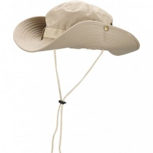 Cowboy Hats Versatile Fishing Hat UPF Beach Sun Hat with Wide Brim and Chin Strap - Beige - CS11XMH17YD $24.82