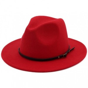 Fedoras Women's Wool Felt Outback Hat Panama Hat Wide Brim Women Belt Buckle Fedora Hat - L - CA18NLM42QA $19.69