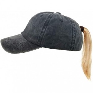 Baseball Caps Washed Ponytail Hats Pony Tail Caps Baseball for Women - Black - C718IHAK5AL $24.25
