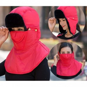 Balaclavas Unisex Winter Trooper Trapper Hat Hunting Hat Ushanka Ear Flap Chin Strap with Windproof Mask - Rose Red - C1186RZ...