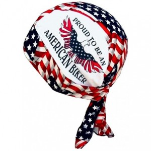 Skullies & Beanies Skull Cap Biker Caps Headwraps Doo Rags - US Flag/Proud American Biker - CU12ELHN5VF $27.03