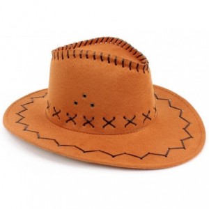 Cowboy Hats Wild Brim Cowboy Hat Fancy Dress Party Accessory Country Western Rancher - Coffee - CW12DH3QHKZ $17.83