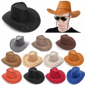 Cowboy Hats Wild Brim Cowboy Hat Fancy Dress Party Accessory Country Western Rancher - Coffee - CW12DH3QHKZ $18.08