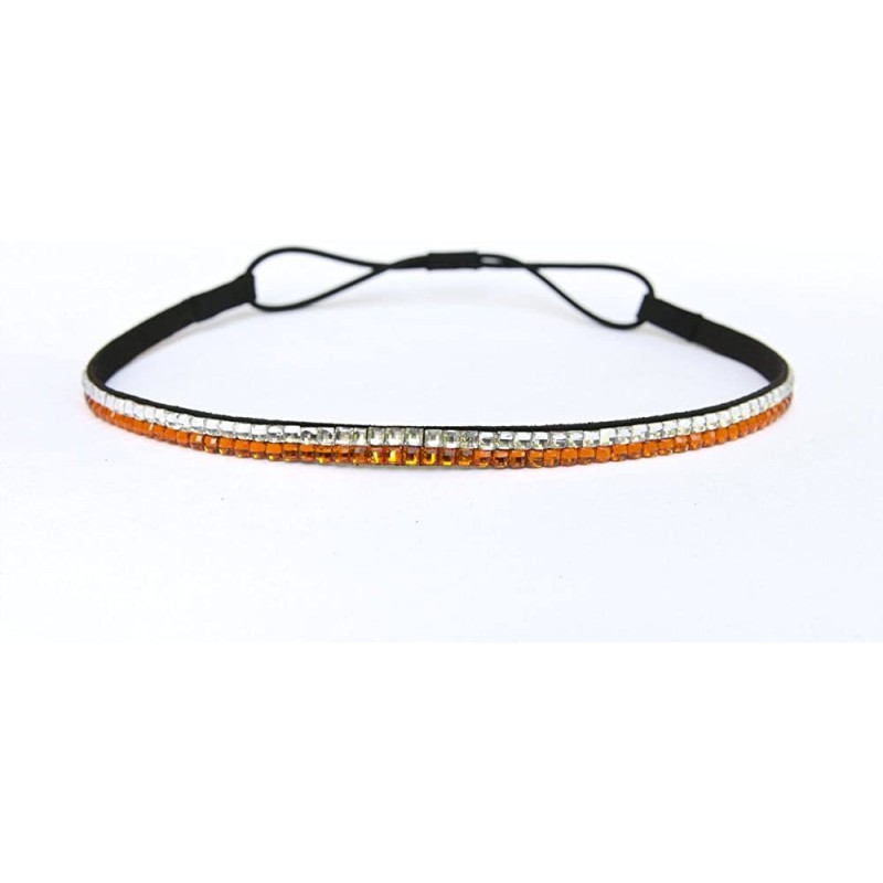 Headbands Custom Color Bling Shimmering Rhinestone Elastic Stretch Headbands - Thin Clear/Orange - CQ11JAY3HJ9 $17.21