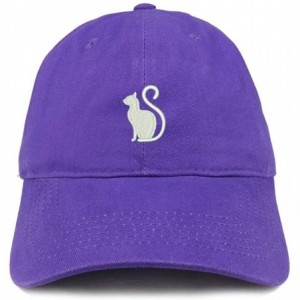 Baseball Caps Cat Image Embroidered Unstructured Cotton Dad Hat - Purple - C518S54UX9Q $34.80