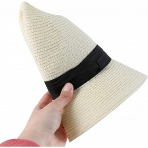 Sun Hats Womens UPF50 Foldable Summer Straw Hat Wide Brim Fedora Sun Beach hat - Style A-brown - C71808SL4C6 $32.07