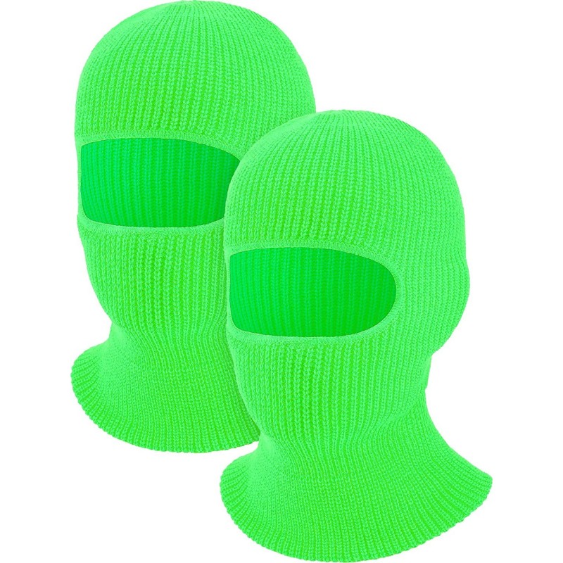 Balaclavas 2 Pieces 1-Hole Ski Mask Knitted Face Cover Winter Balaclava Full Face Mask for Winter Outdoor Sports - Green - C7...