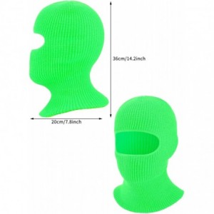 Balaclavas 2 Pieces 1-Hole Ski Mask Knitted Face Cover Winter Balaclava Full Face Mask for Winter Outdoor Sports - Green - C7...
