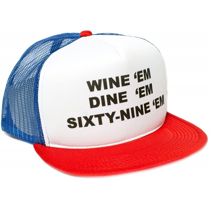 Baseball Caps 69 Flat Bill Unisex-Adult One-Size Trucker Hat (Royal/White/Red) - C811QOA6RQ7 $27.50