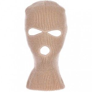 Balaclavas Knitted 3-Hole Full Face Cover Ski Mask - Khaki - CF18LY8TKUE $17.80