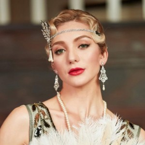 Headbands Flapper Headband Bling Rhinestone Pearl Wedding Headpiece 1920s Gatsby Themes Party Accessoires - CO18DN6XQM9 $28.75