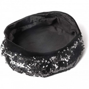 Berets Women Beret Hat PU Leather Cap - Black-sequins-49 - C918L0SKDD9 $19.89