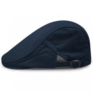 Newsboy Caps Men's 100% Cotton Solid Ivy Summer Newsboy Hats with Buckle - Navyblue - CM18ESRE6M0 $18.47