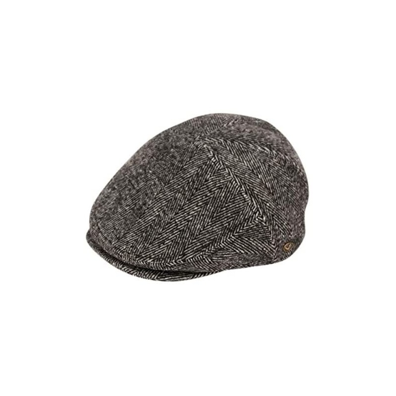 Newsboy Caps 100% Wool Herringbone Winter Ivy Cabbie Hat w/Fleece Earflaps - Driving Hat - Ive2341lt Gray - C812O0ICUPY $45.22