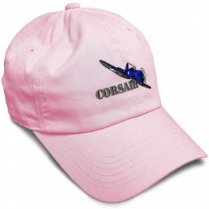 Baseball Caps Custom Soft Baseball Cap Corsair Aircraft Name Embroidery Twill Cotton - Soft Pink - CJ18ZO3WLY2 $27.32