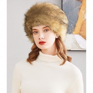 Skullies & Beanies Faux Fur Women Russian Cossack Style Hat-Scarf Set for Ladies - Camel - CT18IWCXOL3 $31.43