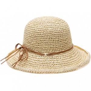 Sun Hats Floppy Straw Hat for Women Foldable Summer Beach Sun Hat - Beige-bow2 - CJ18TOUSWL2 $22.35