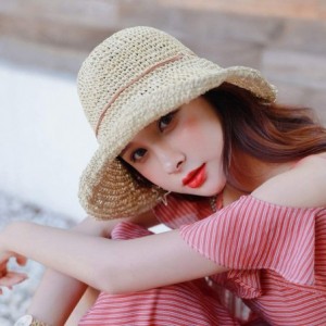 Sun Hats Floppy Straw Hat for Women Foldable Summer Beach Sun Hat - Beige-bow2 - CJ18TOUSWL2 $22.35