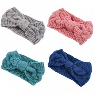 Headbands Crochet Turban Headband for Women Warm Bulky Crocheted Headwrap - 4 Pack Knot D - Gray- Green- Pink- Navy a - C1193...