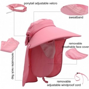 Sun Hats Women Summer Neck Flap Sun Visor/Hats Wide Brim UV Protection UPF 50+ Hiking Cap Adjustable - Style 1 Pink - C518CLU...