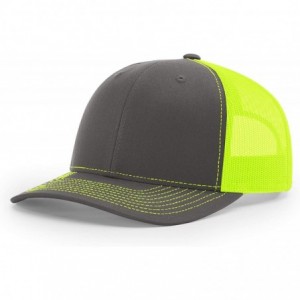 Baseball Caps Richardson Unisex 112 Trucker Adjustable Snapback Baseball Cap- Split Charcoal/Neon Yellow- One Size Fits Most ...