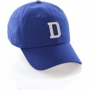 Baseball Caps Customized Letter Intial Baseball Hat A to Z Team Colors- Blue Cap Navy White - Letter D - CA18NMYO36K $25.76