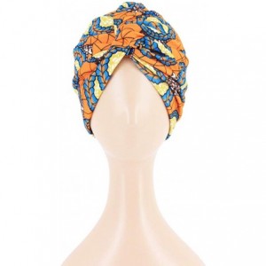 Skullies & Beanies Women Pleated Twist Turban African Printing India Chemo Cap Hairwrap Headwear - Orange1 - C918WXRIU2D $20.44