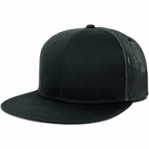 Baseball Caps Oversize XXL Blank Flatbill Mesh Snapback Cap - Black - CG18LNO5WLO $34.40