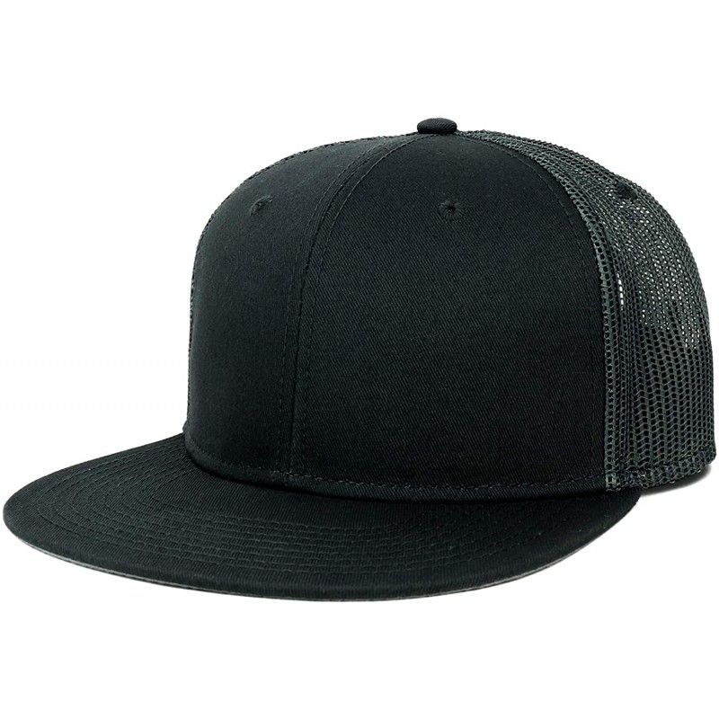 Baseball Caps Oversize XXL Blank Flatbill Mesh Snapback Cap - Black - CG18LNO5WLO $33.53