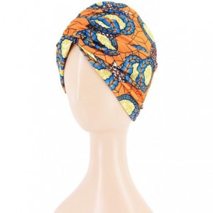 Skullies & Beanies Women Pleated Twist Turban African Printing India Chemo Cap Hairwrap Headwear - Orange1 - C918WXRIU2D $20.44