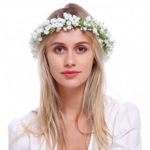 Headbands Wedding Flower Crown Boho Bridal Flower Headband Wreath Babies Breath Hair Headpiece - White - C118I7CT0Y0 $22.28