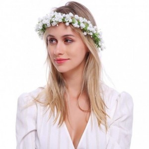 Headbands Wedding Flower Crown Boho Bridal Flower Headband Wreath Babies Breath Hair Headpiece - White - C118I7CT0Y0 $25.21