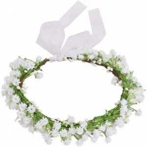 Headbands Wedding Flower Crown Boho Bridal Flower Headband Wreath Babies Breath Hair Headpiece - White - C118I7CT0Y0 $25.21