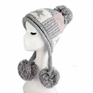 Skullies & Beanies Exquisite Women's Winter Warm Crochet Cap with Ear Flaps Knitted - Grey - CL1880XU4LS $34.06