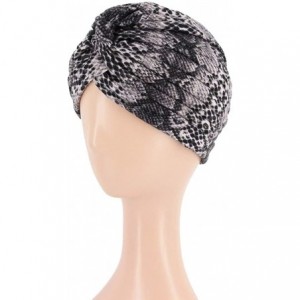 Skullies & Beanies Women Pleated Twist Turban African Printing India Chemo Cap Hairwrap Headwear - Black2 - CE18WXIZ853 $17.86