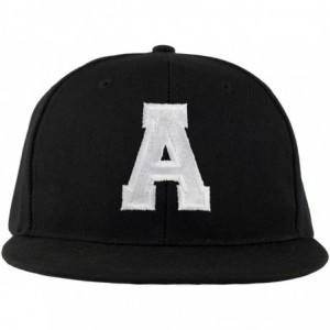 Baseball Caps ABC Embroidered Letter Snapback Cap in Black White with Letters A to Z - A - CD11KSIAOU1 $18.70