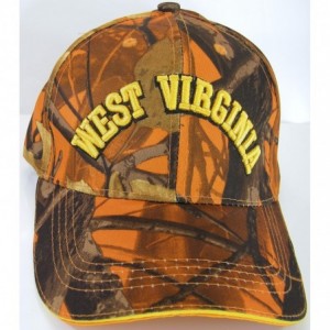 Baseball Caps West Virginia Men's Camouflage Adjustable Baseball Cap - Orange - CA17YICMM3Q $21.73