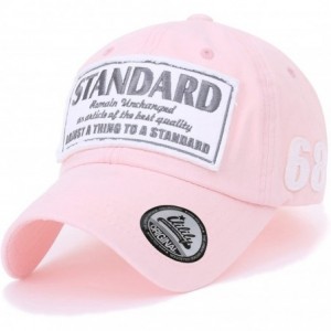 Baseball Caps Washed Cotton Patch Baseball Cap Standard Embroidery Casual Trucker Hat - Pink - CU18C3TCQRN $46.91
