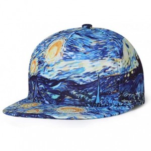 Baseball Caps Unisex Snapback Hats Personality Printed Hip Hop Flat Bill Cap - 001 - C5189SHZGO6 $23.69