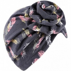 Skullies & Beanies Cotton Turbans for Women Flower Knot Headwrap Pre-Tied Bonnet Boho Pattern Chemo caps for Hair Loss - CR18...