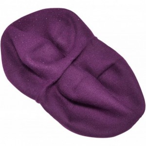 Berets Womens French Beret hat- Reversible Solid Color Cashmere Mosaic Warm Beret Cap for Girls - Purple - C818WIT6G3R $26.94