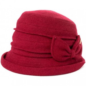 Bucket Hats 1920 Vintage Cloche Bucket Hat Ladies Church Derby Party Fashion Winter 55-59CM - 00769_red - CC18A8S90XO $38.73